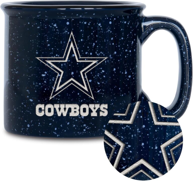 Rico Industries NFL Football Dallas Cowboys Speckle 12oz Laser Engraved Campfire Mug