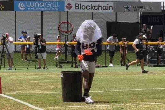 CeeDee Lamb’s Net Drill Takes Aim at Jerry Jones CeeDee Lamb catching a pass with the net over his helmet